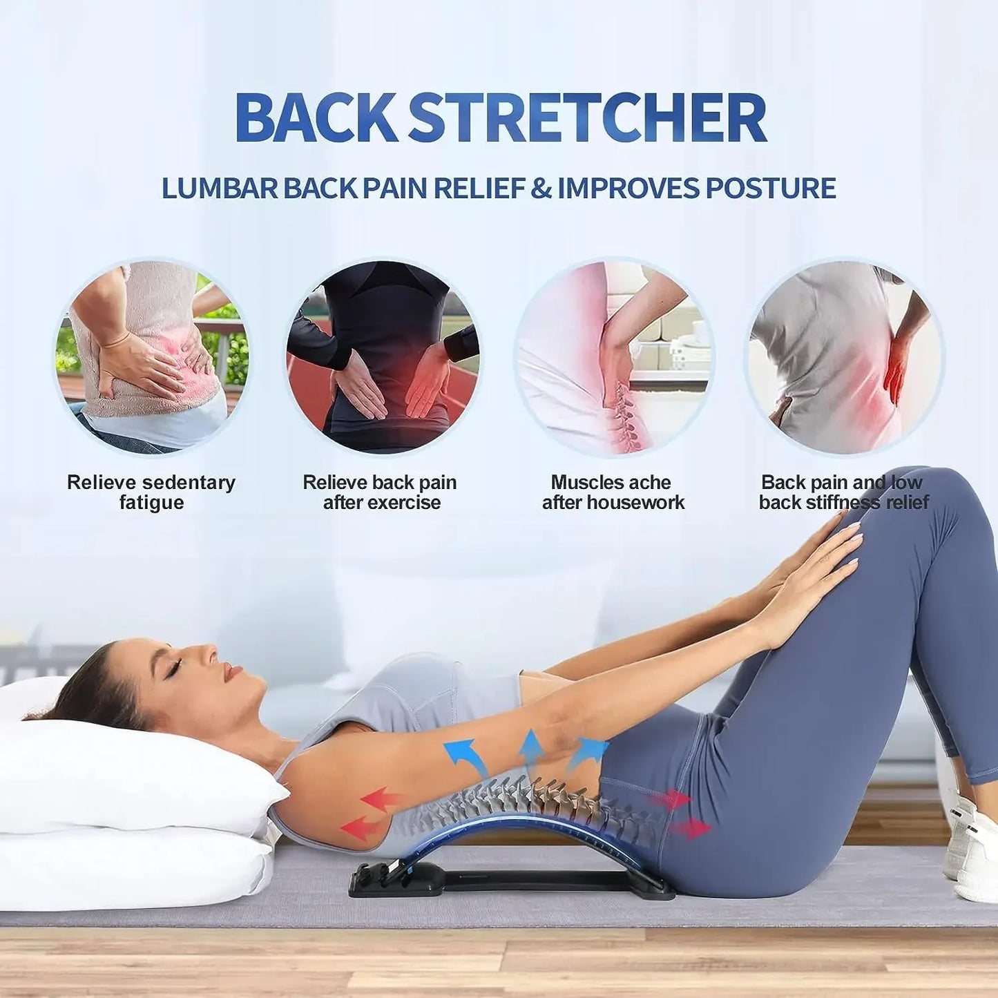 Back Massage Muscle Relaxation Stretcher, Back Stretching  Relaxation Massage Pad, Lumbar Support Stretcher, Pain Relief